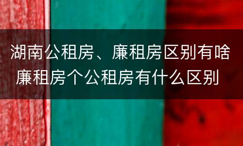 湖南公租房、廉租房区别有啥 廉租房个公租房有什么区别