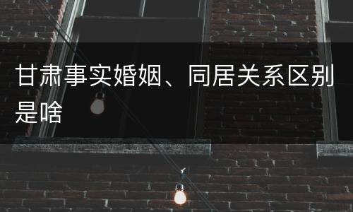 甘肃事实婚姻、同居关系区别是啥