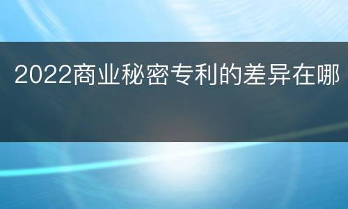 2022商业秘密专利的差异在哪