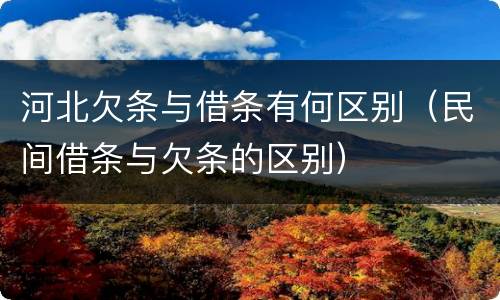 河北欠条与借条有何区别（民间借条与欠条的区别）