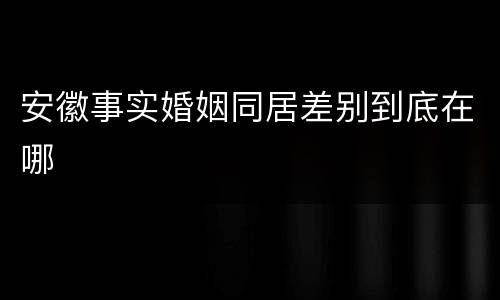 安徽事实婚姻同居差别到底在哪