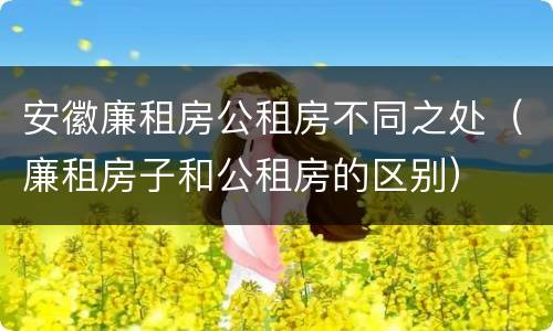 安徽廉租房公租房不同之处（廉租房子和公租房的区别）