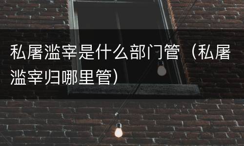 私屠滥宰是什么部门管（私屠滥宰归哪里管）