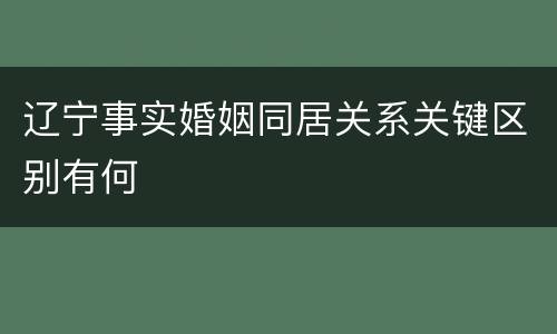 辽宁事实婚姻同居关系关键区别有何