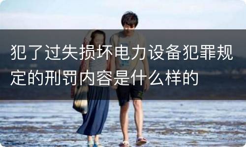 犯了过失损坏电力设备犯罪规定的刑罚内容是什么样的