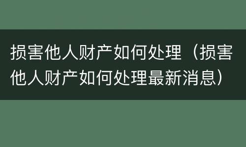 损害他人财产如何处理（损害他人财产如何处理最新消息）