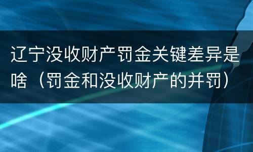 辽宁没收财产罚金关键差异是啥（罚金和没收财产的并罚）