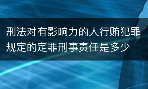 刑法对有影响力的人行贿犯罪规定的定罪刑事责任是多少