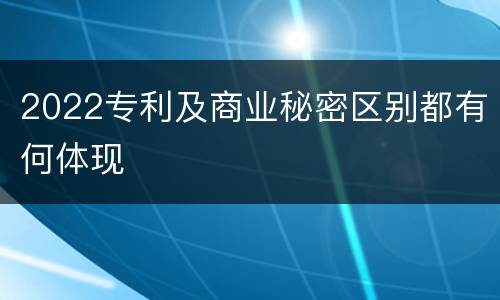 2022专利及商业秘密区别都有何体现