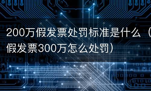 200万假发票处罚标准是什么（假发票300万怎么处罚）