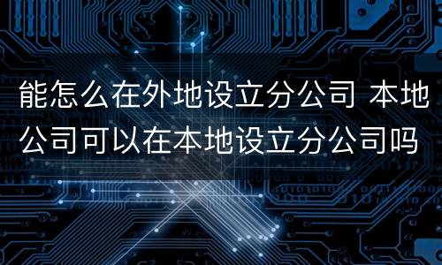 能怎么在外地设立分公司 本地公司可以在本地设立分公司吗