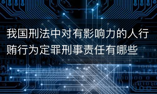 我国刑法中对有影响力的人行贿行为定罪刑事责任有哪些