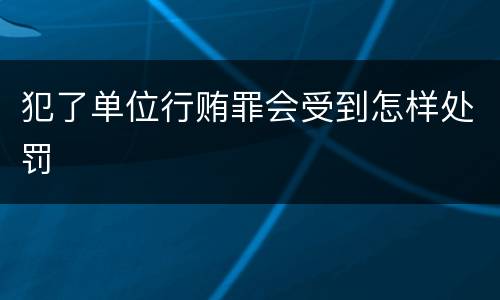 犯了单位行贿罪会受到怎样处罚