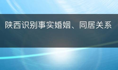 陕西识别事实婚姻、同居关系