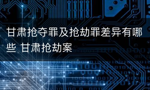 甘肃抢夺罪及抢劫罪差异有哪些 甘肃抢劫案