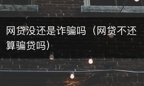 网贷没还是诈骗吗（网贷不还算骗贷吗）