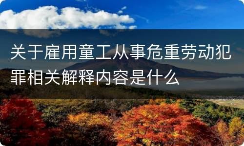 关于雇用童工从事危重劳动犯罪相关解释内容是什么