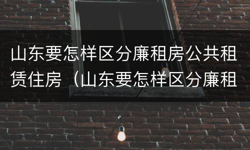 山东要怎样区分廉租房公共租赁住房（山东要怎样区分廉租房公共租赁住房和住宅）