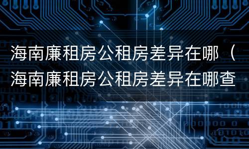 海南廉租房公租房差异在哪（海南廉租房公租房差异在哪查）