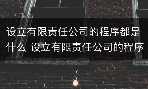 设立有限责任公司的程序都是什么 设立有限责任公司的程序都是什么内容