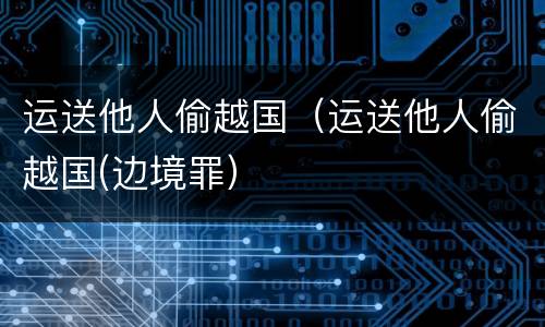 运送他人偷越国（运送他人偷越国(边境罪）