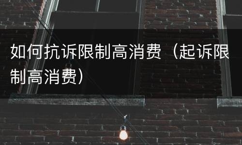 如何抗诉限制高消费（起诉限制高消费）
