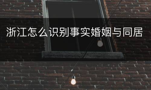 浙江怎么识别事实婚姻与同居