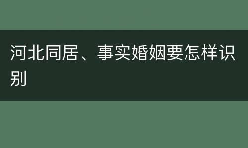 河北同居、事实婚姻要怎样识别