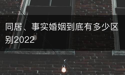 同居、事实婚姻到底有多少区别2022