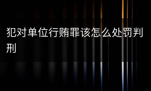 犯对单位行贿罪该怎么处罚判刑