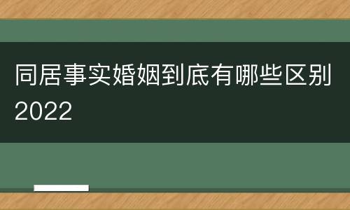 同居事实婚姻到底有哪些区别2022