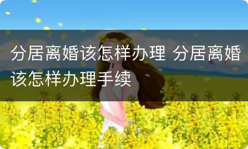 分居离婚该怎样办理 分居离婚该怎样办理手续