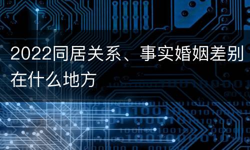 2022同居关系、事实婚姻差别在什么地方