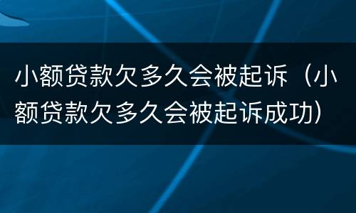 小额贷款欠多久会被起诉（小额贷款欠多久会被起诉成功）