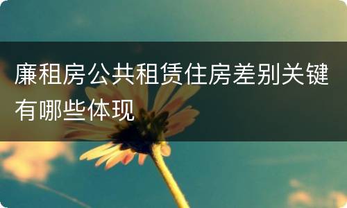 廉租房公共租赁住房差别关键有哪些体现