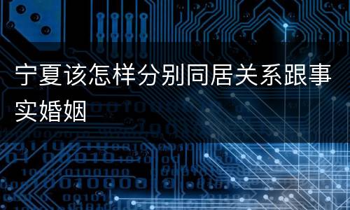 宁夏该怎样分别同居关系跟事实婚姻