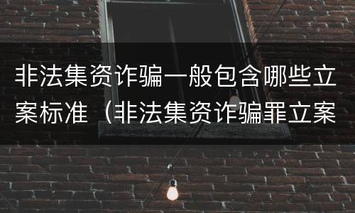 非法集资诈骗一般包含哪些立案标准（非法集资诈骗罪立案标准）