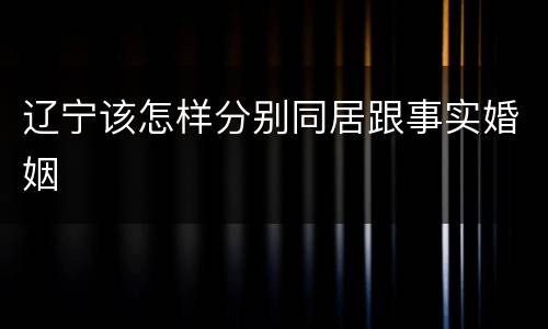 辽宁该怎样分别同居跟事实婚姻