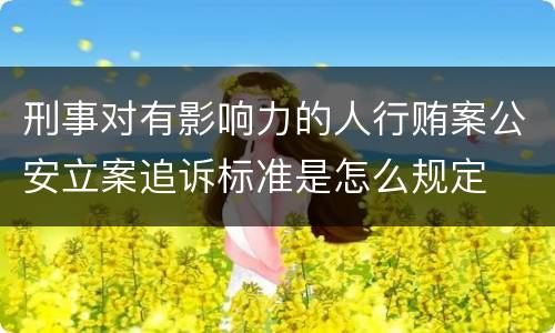 刑事对有影响力的人行贿案公安立案追诉标准是怎么规定