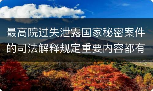 最高院过失泄露国家秘密案件的司法解释规定重要内容都有哪些