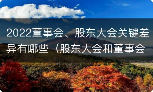 2022董事会、股东大会关键差异有哪些（股东大会和董事会的权力边界）