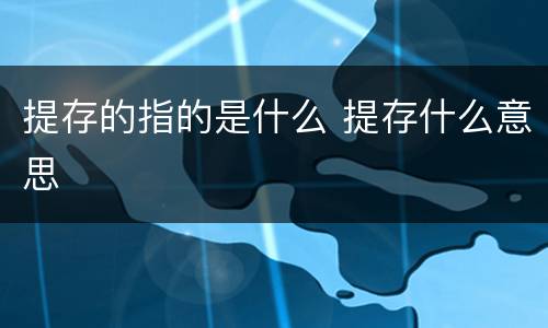 提存的指的是什么 提存什么意思