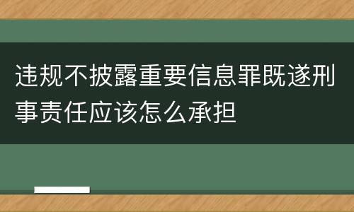 违规不披露重要信息罪既遂刑事责任应该怎么承担