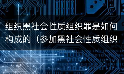 组织黑社会性质组织罪是如何构成的（参加黑社会性质组织罪怎么定性）
