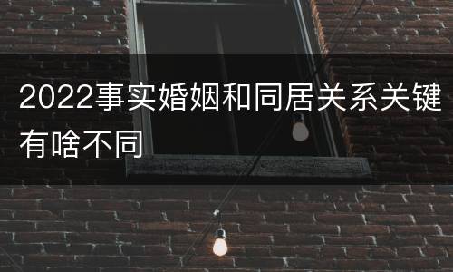 2022事实婚姻和同居关系关键有啥不同
