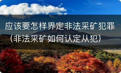 应该要怎样界定非法采矿犯罪（非法采矿如何认定从犯）