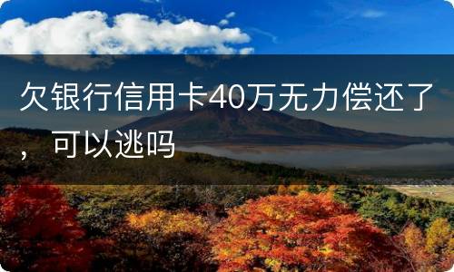 欠银行信用卡40万无力偿还了，可以逃吗