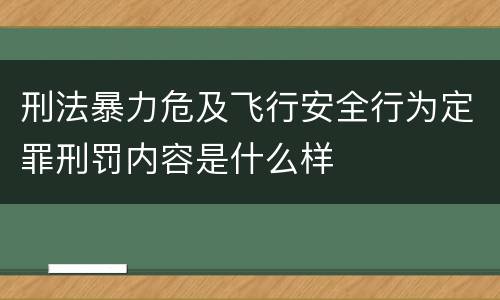 刑法暴力危及飞行安全行为定罪刑罚内容是什么样