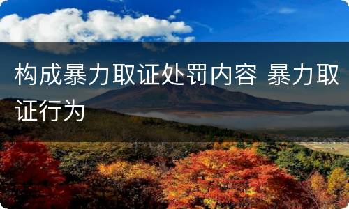 构成暴力取证处罚内容 暴力取证行为