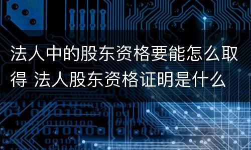 法人中的股东资格要能怎么取得 法人股东资格证明是什么